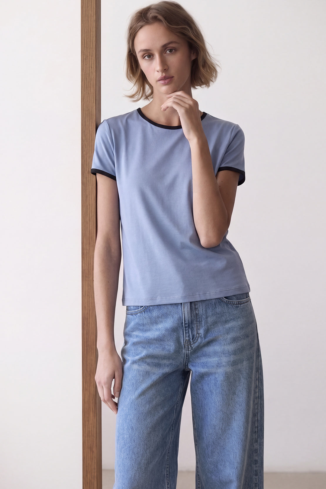 KOKO Cotton Bamboo Crew Neck T-Shirt – Blue