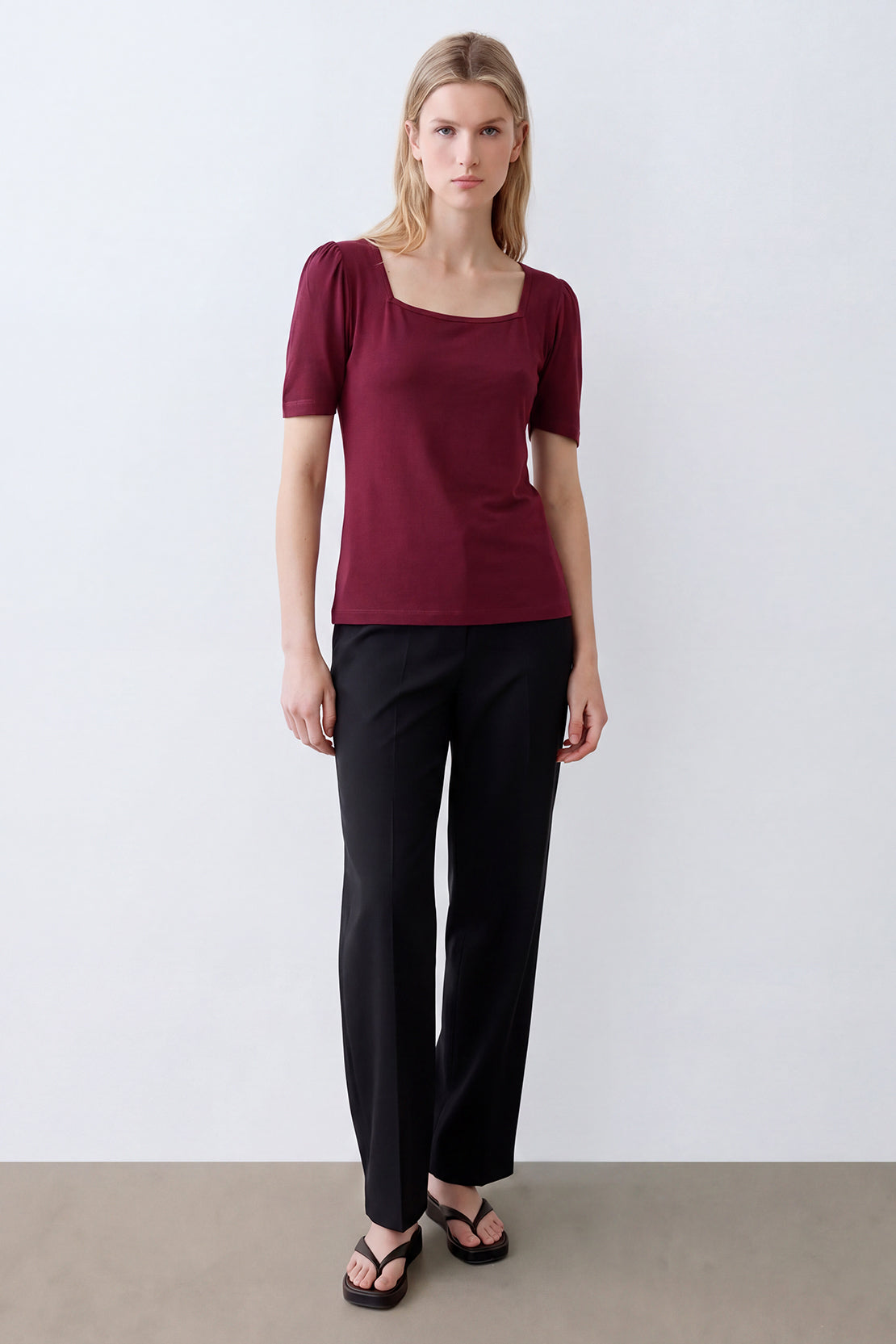 KOKO Bamboo Fibre Square Neck Top – Cherry