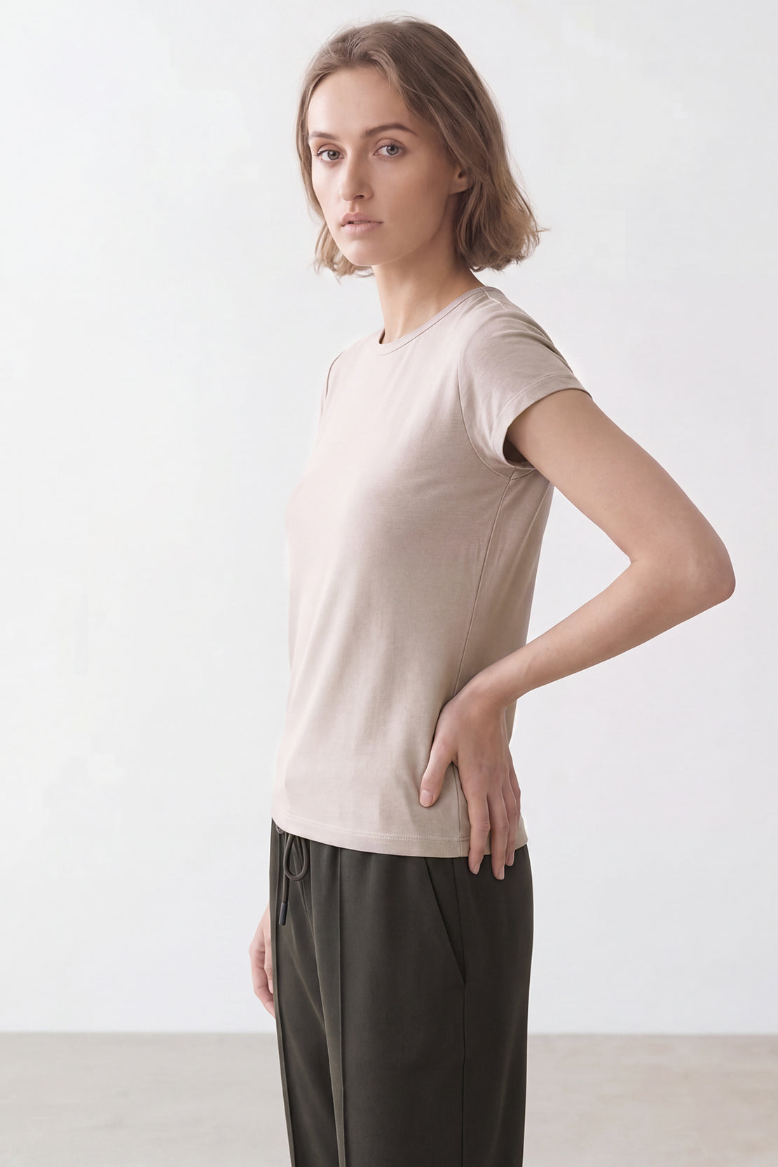 KOKO Bamboo Fibre Cap Sleeve T-Shirt – Beige
