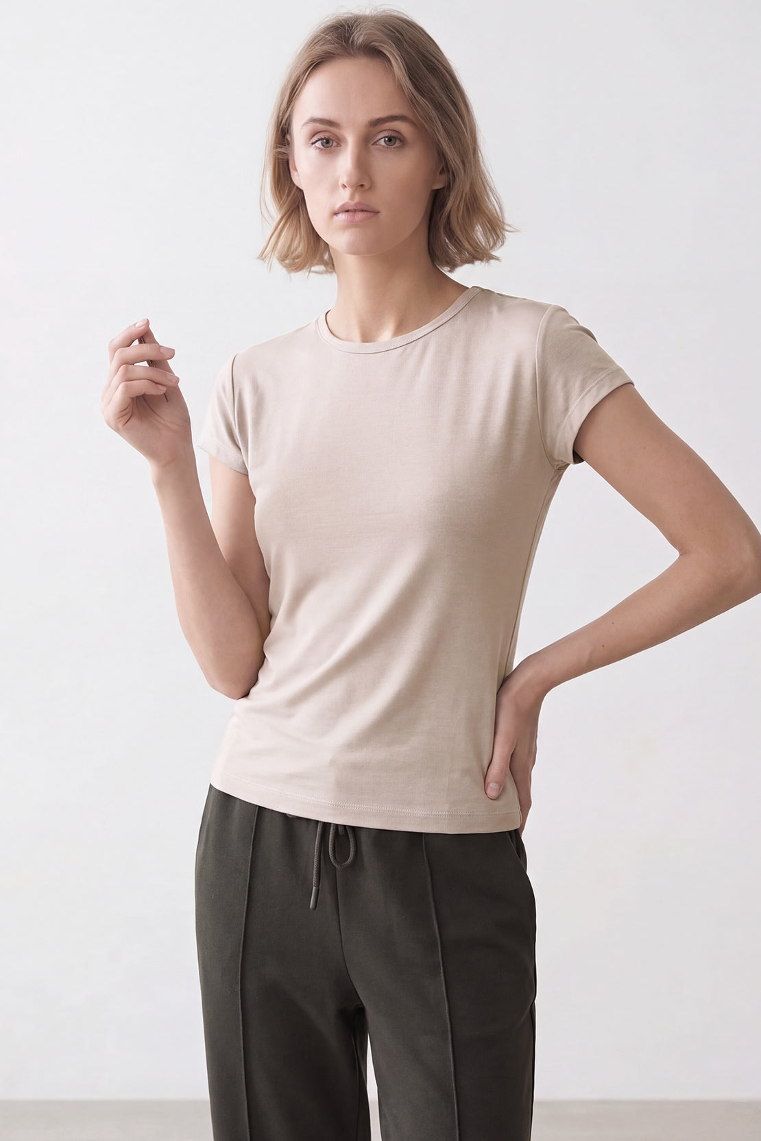 KOKO Bamboo Fibre Cap Sleeve T-Shirt – Beige