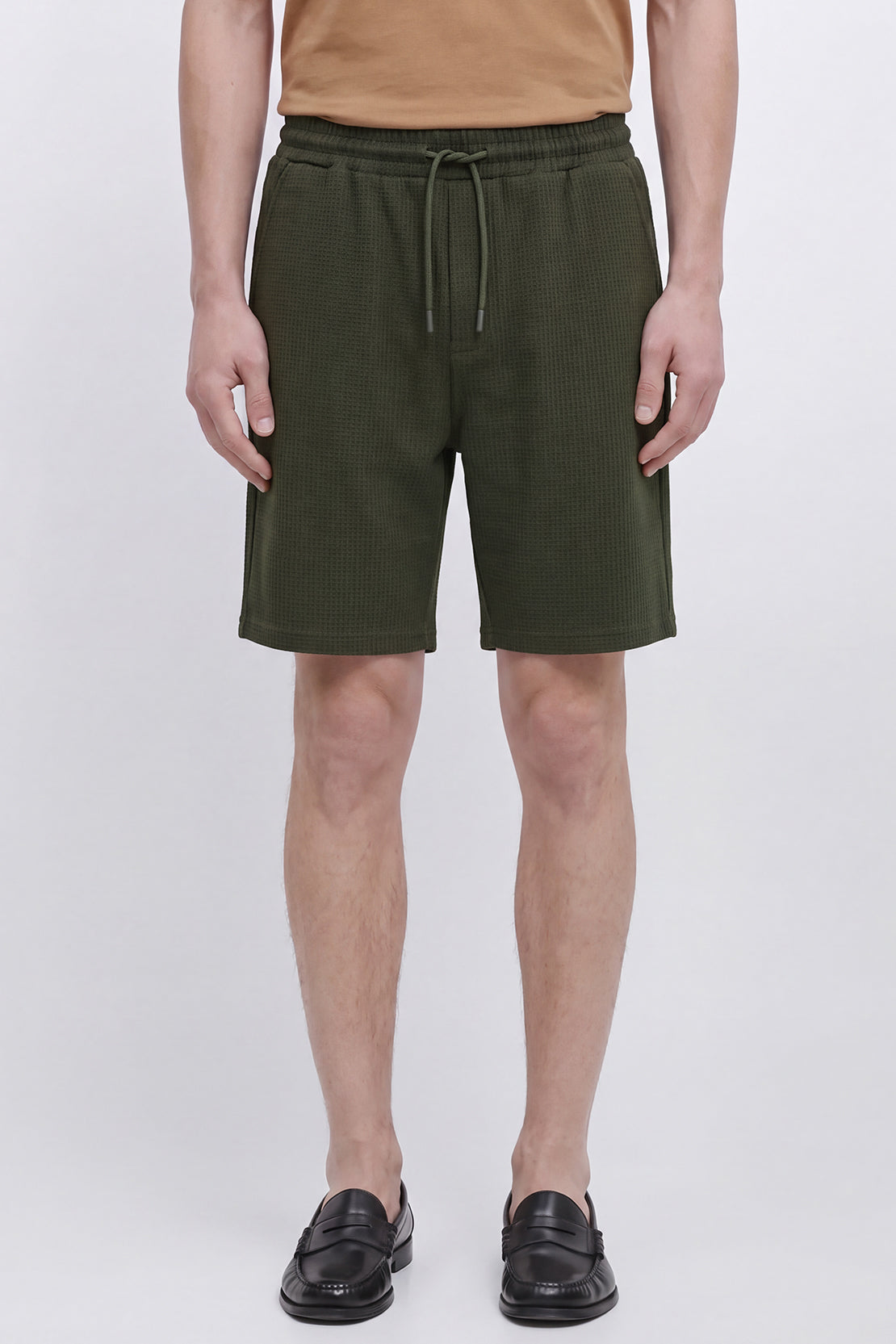 KOKO Structured Knit Shorts – Olive