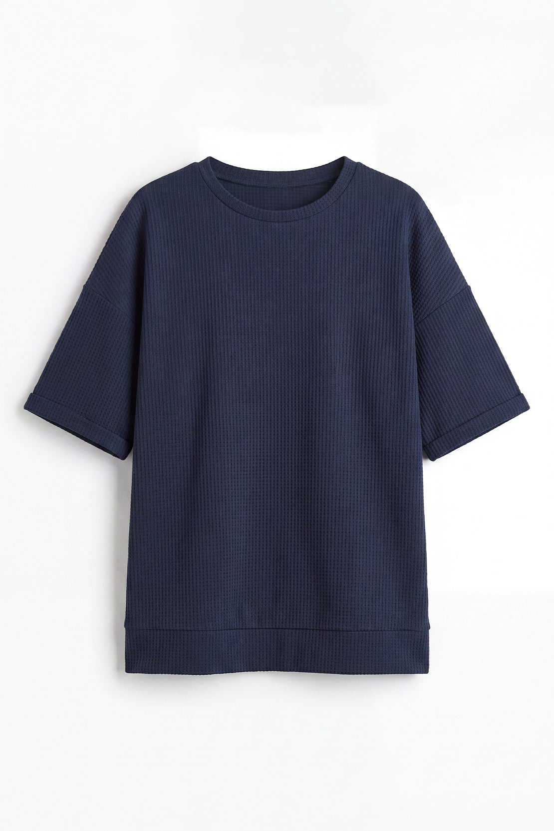 KOKO Structured Knit Drop Shoulder Top – Navy