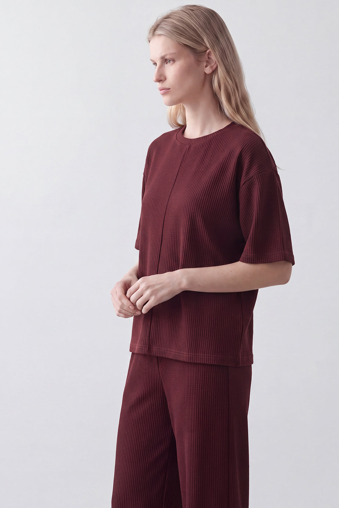 KOKO Structured Knit Drop-Shoulder Top