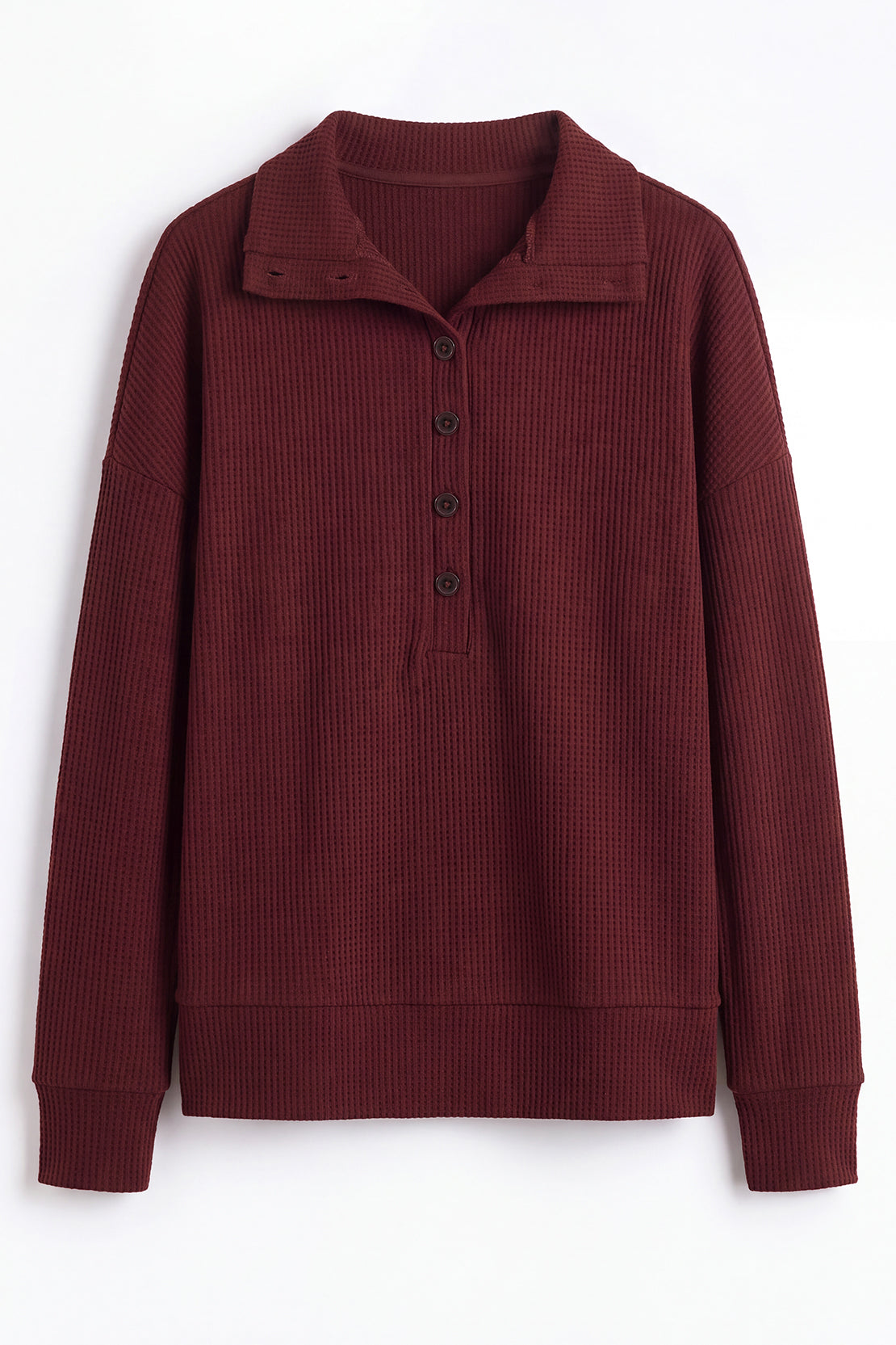 KOKO Structured Knit Button Collared Top