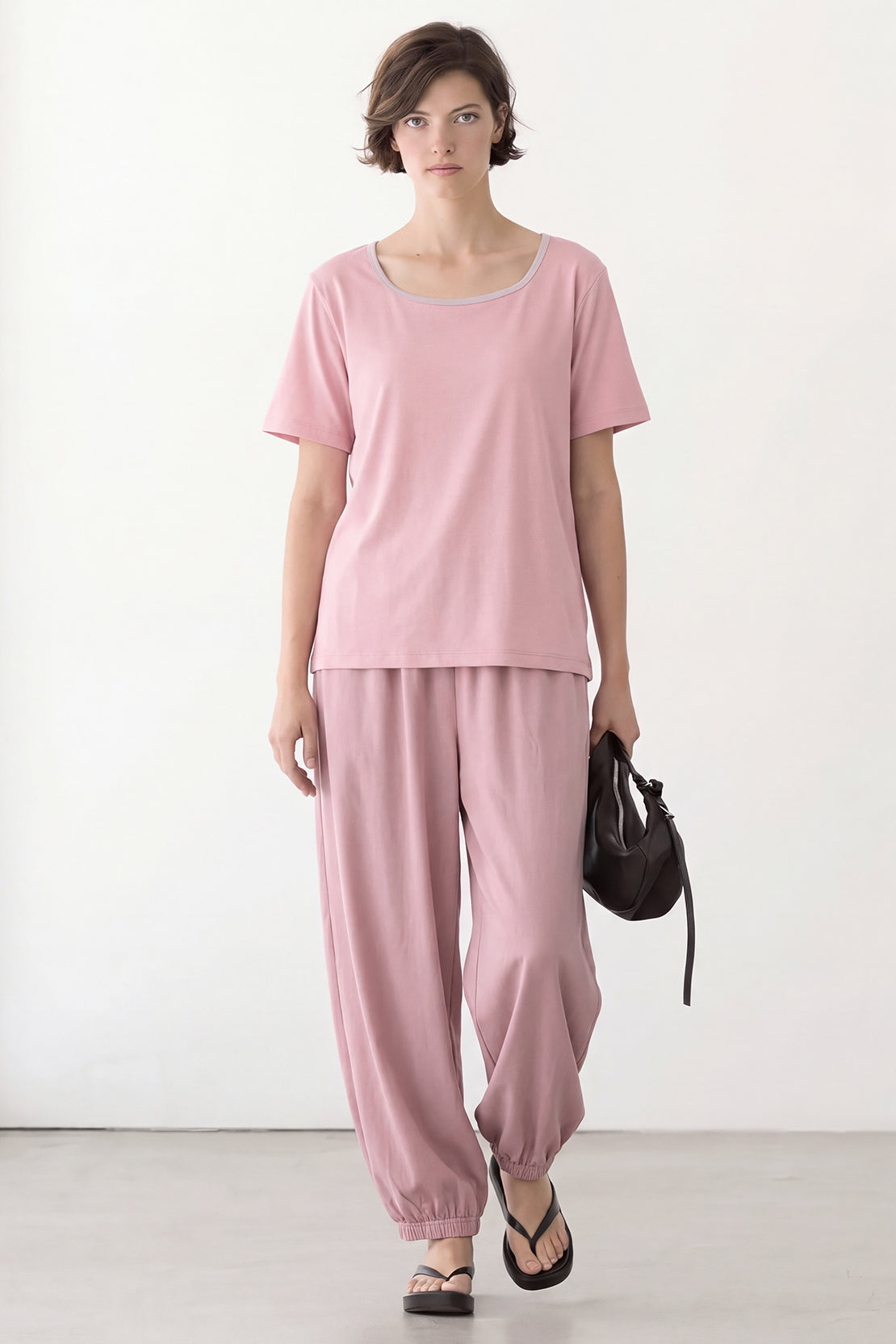 KOKO Cotton Contrast Square Neck T-Shirt