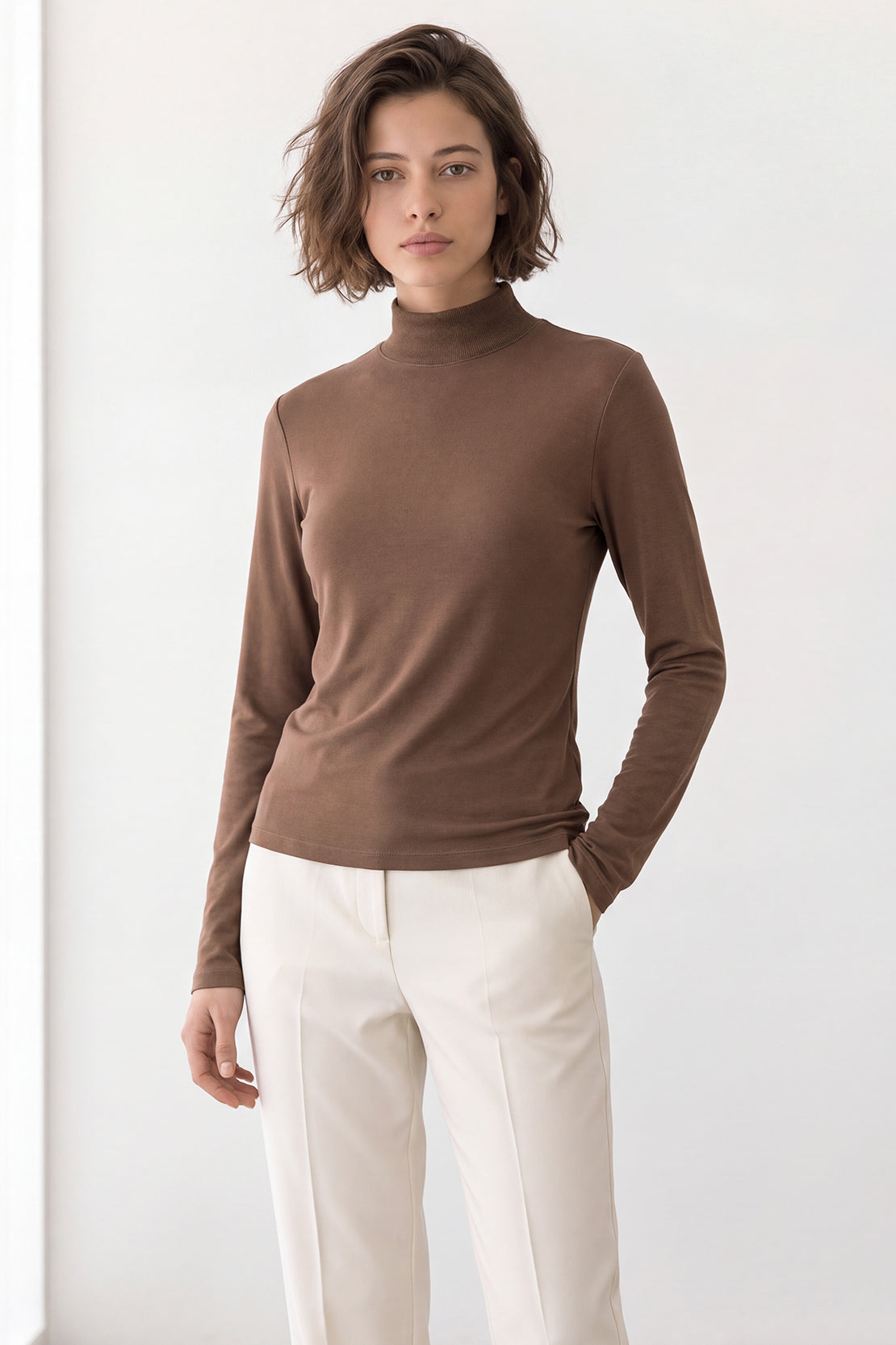 KOKO Wool Mock Neck T-Shirt