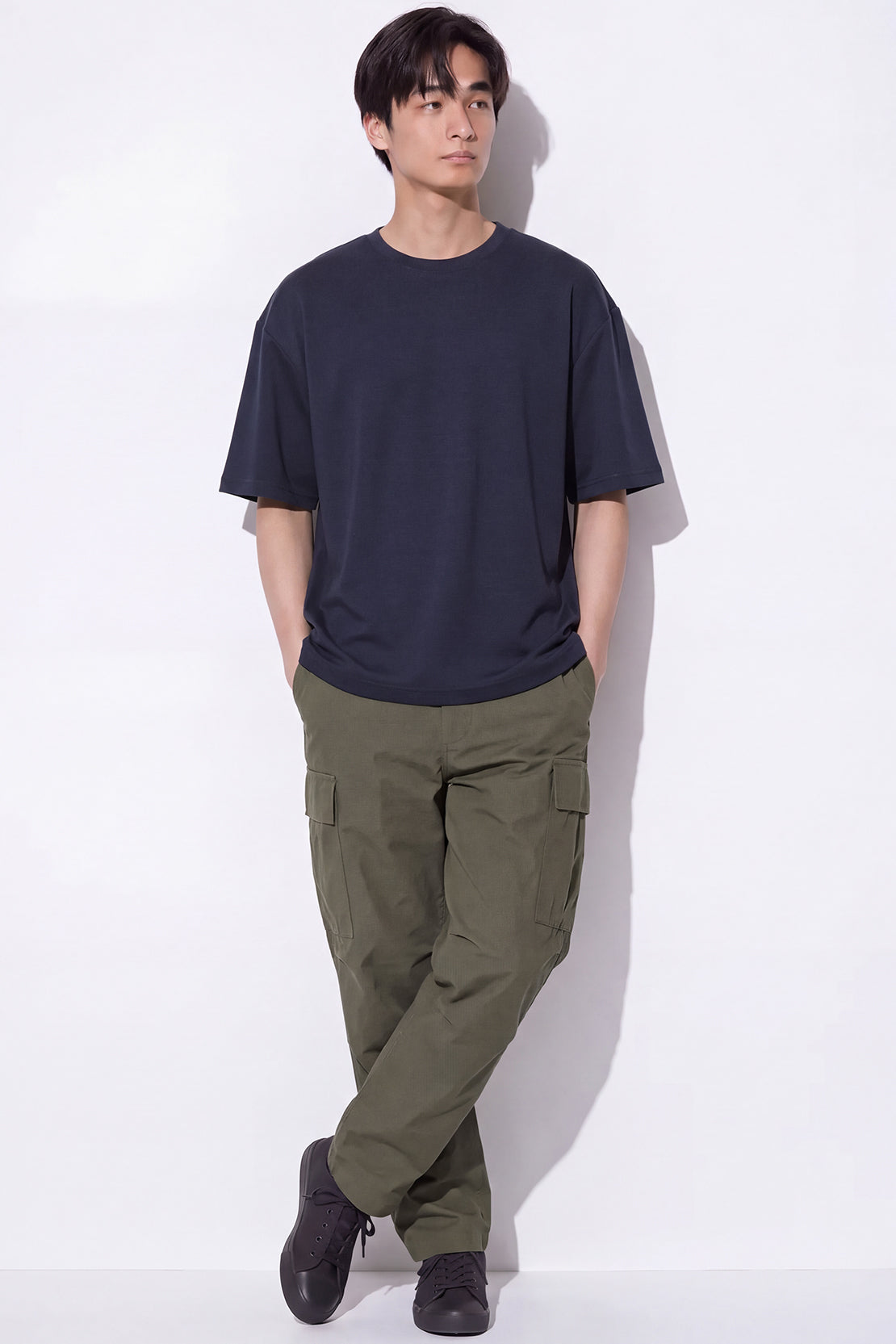 KOKO Modal Blend Drop Shoulder T-Shirt – Navy, Silver & Clay
