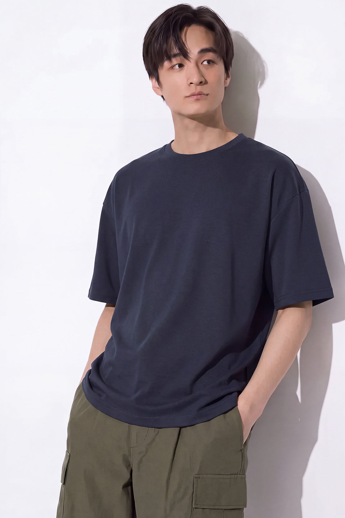 KOKO Modal Blend Drop Shoulder T-Shirt – Navy, Silver & Clay