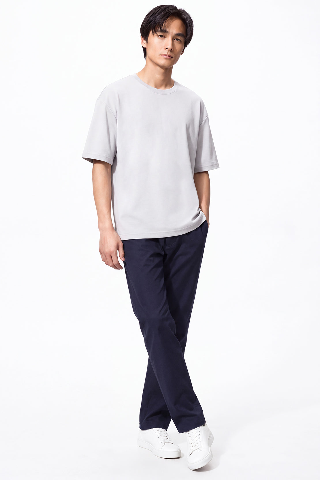 KOKO Modal Blend Drop Shoulder T-Shirt – Navy, Silver & Clay