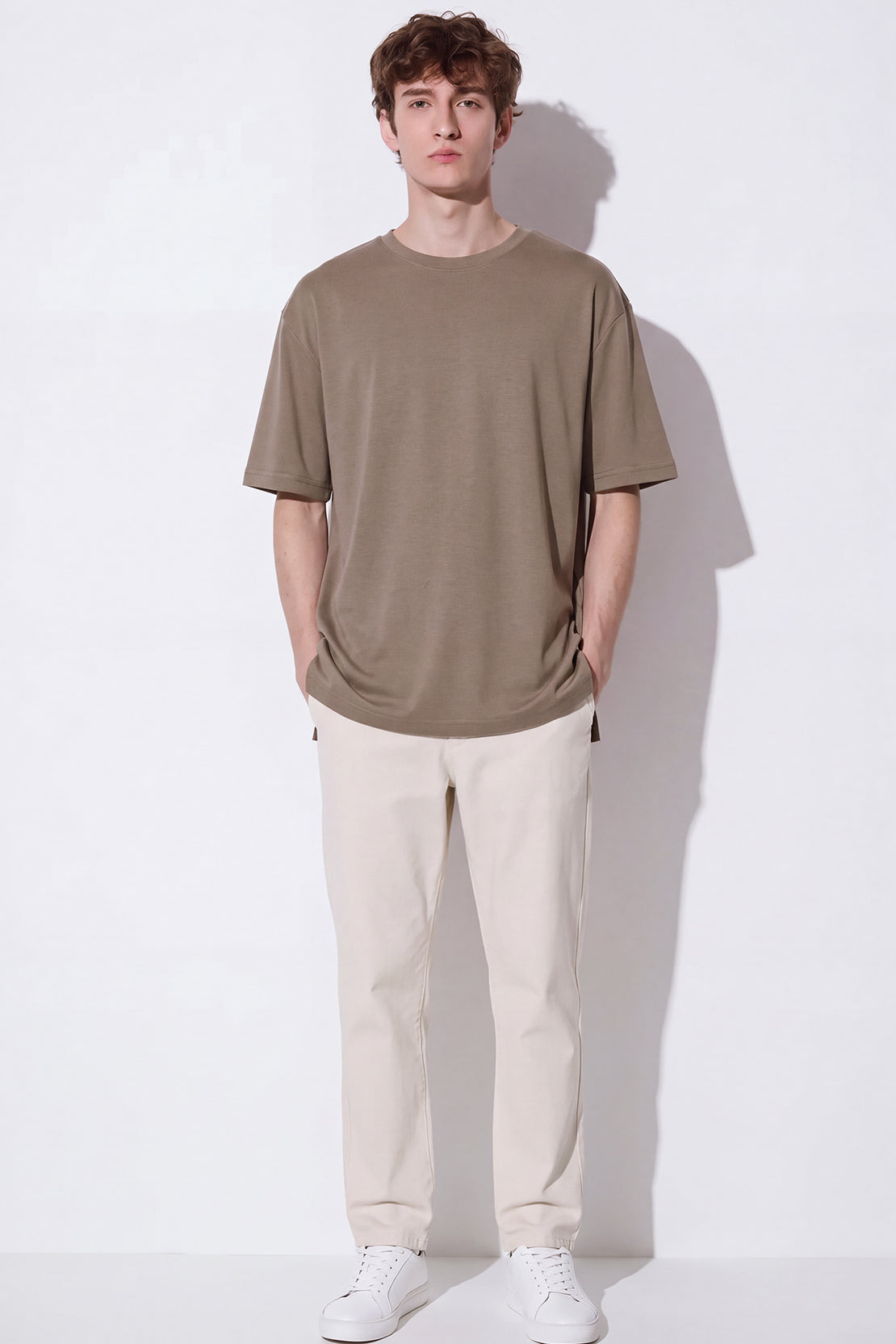 KOKO Modal Blend Drop Shoulder T-Shirt – Navy, Silver & Clay