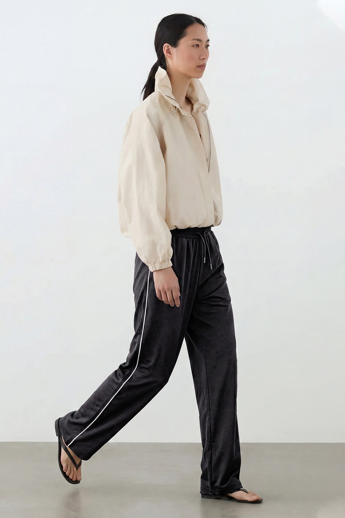 KOKO Modal Roma Side Stripe Trouser – Black