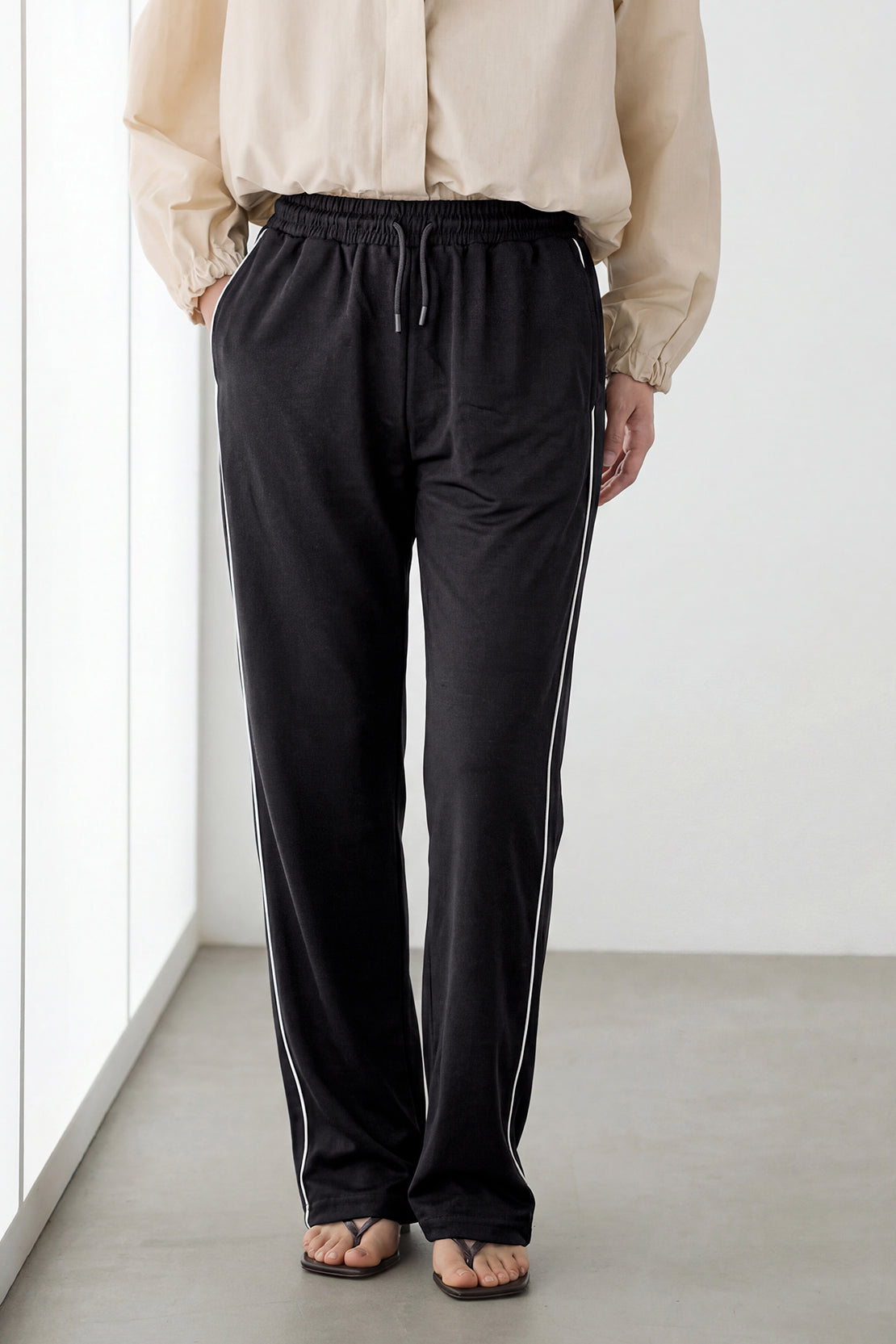 KOKO Modal Roma Side Stripe Trouser – Black